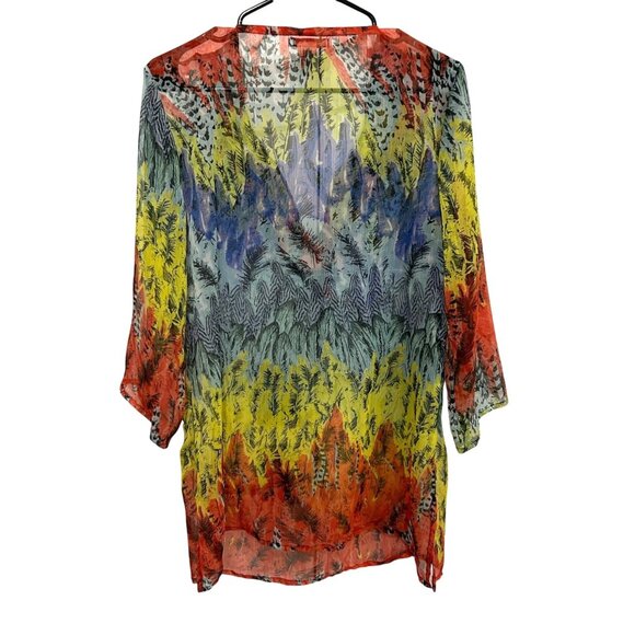 Cute Options Bohemian Multicolor Sheer Tunic Top Sz Large Embellished Beaded - Picture 2 of 8